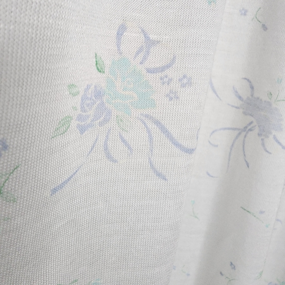 Vintage Granny Nighty Baby Blue Floral White Lace Trim Nightgown - Picture 3 of 6